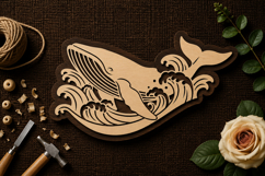 Decorative Whale Coastal Art Laser Cut SVG File whale svg Product Image 1
