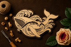 Whale Ocean Splash Artwork Laser Cut SVG File whale svg Product Image 1