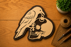 Crow and Skull Gothic Ornament Laser Cut SVG File crow svg Product Image 1