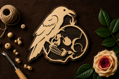 Raven Skull Ornament Gothic Laser Cut SVG File raven svg Product Image 1