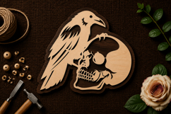 Dark Raven Skull Wall Art Laser Cut SVG File dark raven svg Product Image 1
