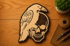 Raven Skull Gothic Ornament Laser Cut SVG File raven svg, Product Image 1