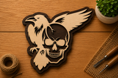 Flying Eagle Skull Gothic Wall Art Laser Cut SVG File eagle Product Image 1