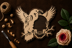 Eagle Wings Skull Gothic Decor Laser Cut SVG File eagle wing Product Image 1