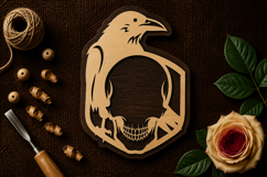 Crow Shield Gothic Skull Laser Cut SVG File crow shield svg Product Image 1