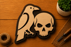 Crow and Skull Gothic Decor Laser Cut SVG File crow svg Product Image 1
