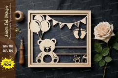 Teddy Bear Nursery Frame SVG Laser Cut Design Product Image 1