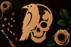 Raven Skull Horror Decor Laser Cut SVG File raven skull svg Product Image 1