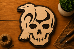 Raven Skull Macabre Art Laser Cut SVG File raven skull svg, Product Image 1