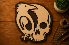 Raven Skull Gothic Artwork Laser Cut SVG File raven skull Product Image 1
