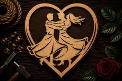 Romantic Dancing Couple Heart Laser Cut SVG File dancing Product Image 1