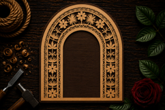Decorative Floral Arch Frame Laser Cut SVG File decorative Product Image 1
