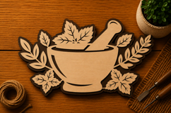 Herbal Mortar and Pestle Decor Laser Cut SVG File mortar Product Image 1