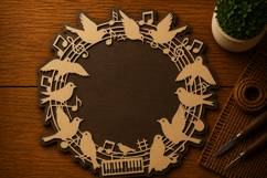 Musical Bird Wreath Circle Laser Cut SVG File bird wreath Product Image 1