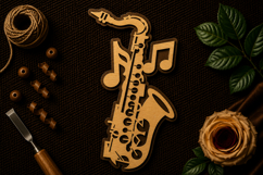 Saxophone Music Notes Design Laser Cut SVG File saxophone sv Product Image 1