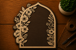 Floral Gothic Arch Frame Laser Cut SVG File floral gothic Product Image 1