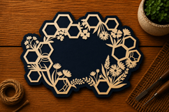 Honeycomb Floral Wreath Laser Cut SVG File honeycomb wreath Product Image 1