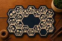 Honeycomb Floral Geometric Frame Laser Cut SVG File honeycom Product Image 1
