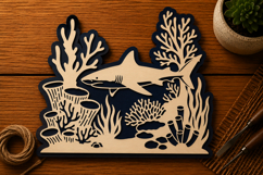 Underwater Shark Ocean Scene Laser Cut SVG File shark svg Product Image 1