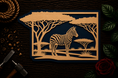 African Zebra Safari Landscape Laser Cut SVG File zebra svg Product Image 1
