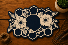 Floral Honeycomb Decorative Frame Laser Cut SVG File honeyco Product Image 1