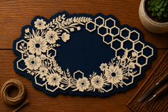 Floral Honeycomb Wreath Frame Laser Cut SVG File floral hone Product Image 1