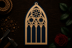 Gothic Cathedral Window Frame Laser Cut SVG File gothic wind Product Image 1