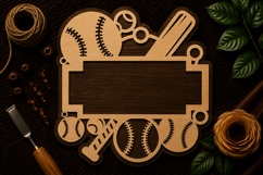 Baseball Sports Name Sign Laser Cut SVG File baseball sign Product Image 1