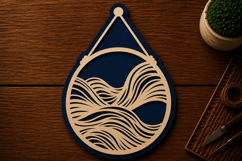 Ocean Waves Hanging Ornament Laser Cut SVG File ocean waves Product Image 1