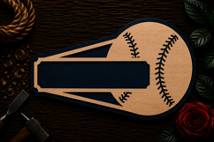 Baseball Name Sign Frame Laser Cut SVG File baseball name Product Image 1