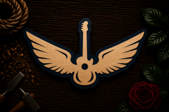 Winged Guitar Music Laser Cut SVG File guitar svg, winged Product Image 1