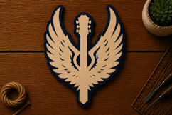 Angel Wing Guitar Emblem Laser Cut SVG File angel wing Product Image 1
