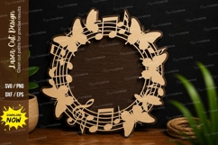 Butterfly Music Wreath Laser Cut SVG File butterfly wreath Product Image 1