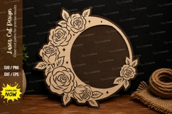 Rose Moon Wreath Laser Cut SVG File rose moon wreath svg, Product Image 1
