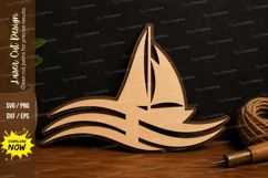 Sailboat Waves Laser Cut SVG File sailboat waves svg Product Image 1