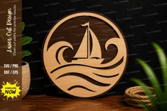 Sailboat Ocean Waves Laser Cut SVG File sailboat ocean svg Product Image 1