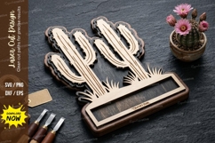 Layered Cactus Name Plate SVG Laser Cut Design Product Image 1