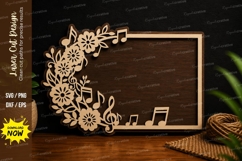 Floral Music Notes Frame Laser Cut SVG File floral music fra Product Image 1