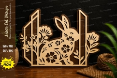 Floral Bunny Garden Scene Laser Cut SVG File bunny svg Product Image 1