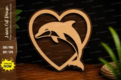 Dolphin Heart Wall Art Ocean Decor Laser Cut SVG File dolphi Product Image 1