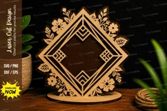 Geometric Floral Diamond Frame Decorative Laser Cut SVG File Product Image 1