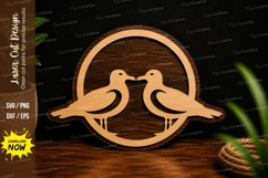 Love Birds Circle Romantic Wall Decor Laser Cut SVG File Product Image 1