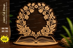 Floral Wreath Book Theme Decorative Laser Cut SVG File flora Product Image 1