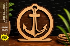 Nautical Anchor Round Stand Marine Decor Laser Cut SVG File Product Image 1