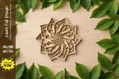 Leaf Mandala Laser Cut SVG laser cut svg, leaf mandala Product Image 1