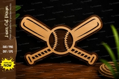 Crossed Baseball Bats Sports Decor Laser Cut SVG File baseba Product Image 1