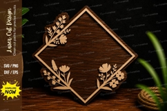 Geometric Floral Corner Frame Decorative Laser Cut SVG File Product Image 1