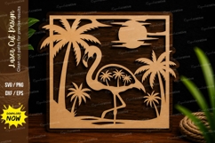 Tropical Flamingo Paradise Scene Laser Cut SVG File flamingo Product Image 1