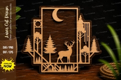 Moonlit Deer Forest Shadow Box Laser Cut SVG File deer fores Product Image 1