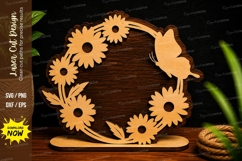 Butterfly Sunflower Wreath Stand Laser Cut SVG File butterfl Product Image 1